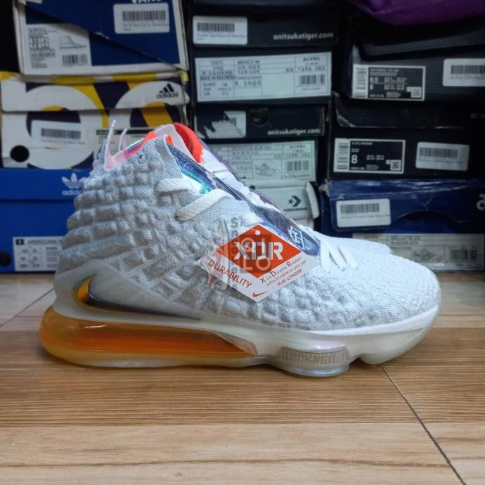 sepatu basket nike lebron 17 future air white orange