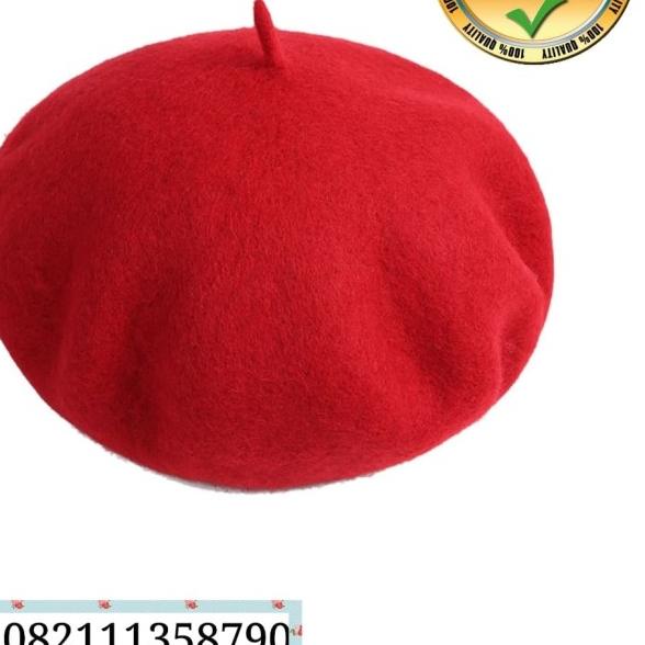 ➢ Topi klasik topi baret topi pelukis wanita warna merah asli import - coklat ✤
