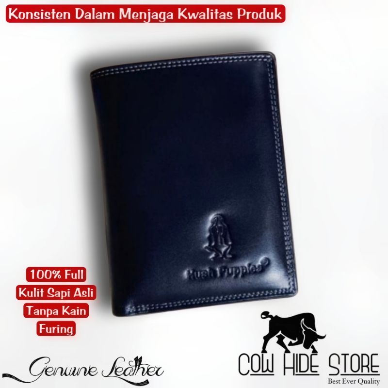 Dompet Pria Kulit Asli Bifold Up Emboss Hush Puppies - 15 Slot-Black