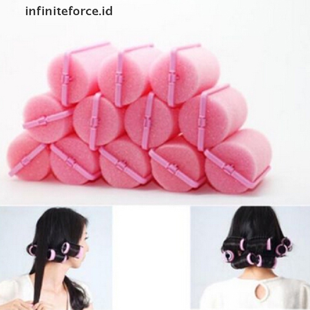 (Infiniteforce.Id) 12pcs / Kantong Rol Pengeriting Rambut Bahan Spons Foam