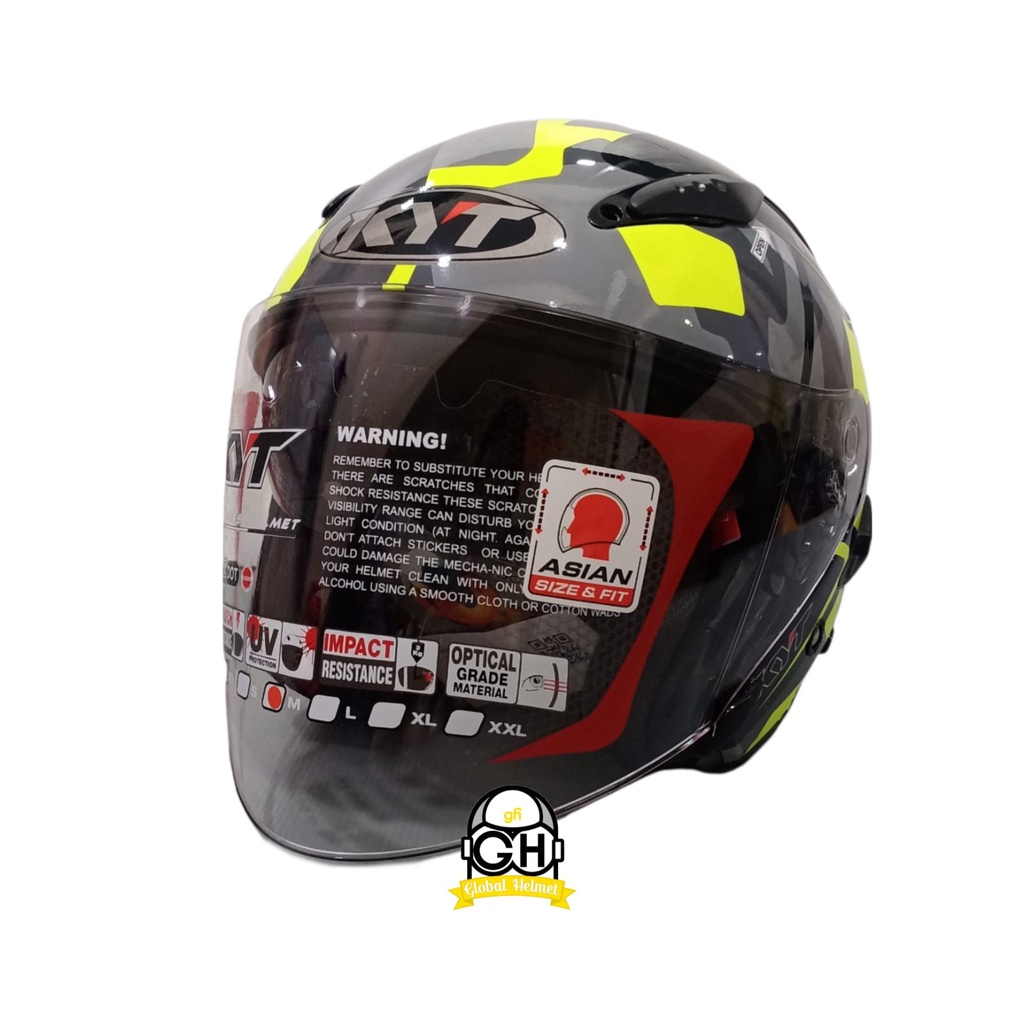 HELM GALAXY FLAT R#4 BLACK YELLOW FLUO DOUBLE VISOR HALF FACE