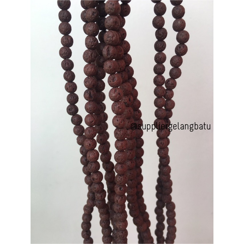 renceng brown lava stone coklat 6mm batu alam akik merapi larva atsiri aksesoris supplier bahan asli