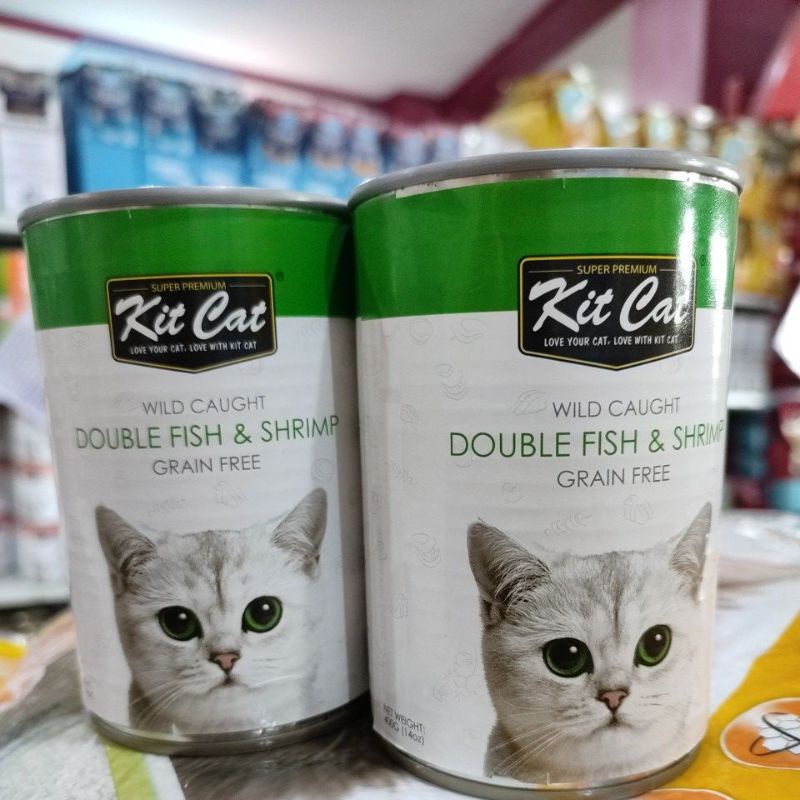 makanan kucing basah kaleng 400gr kit cat - RASA DOUBLE FISH &amp; SHRIMP