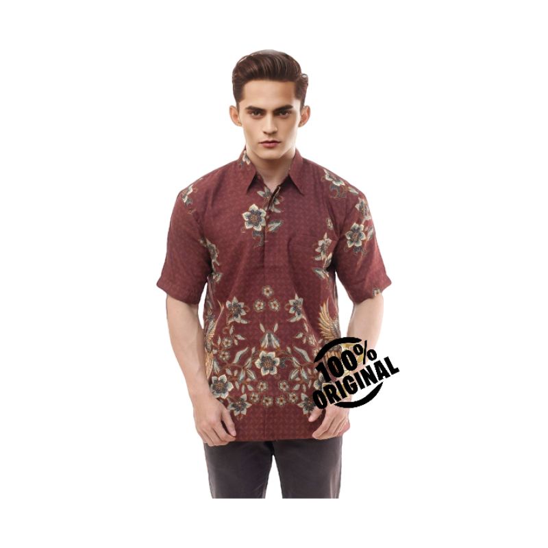 Hem batik Pria Semi Sutra Lengan Pendek