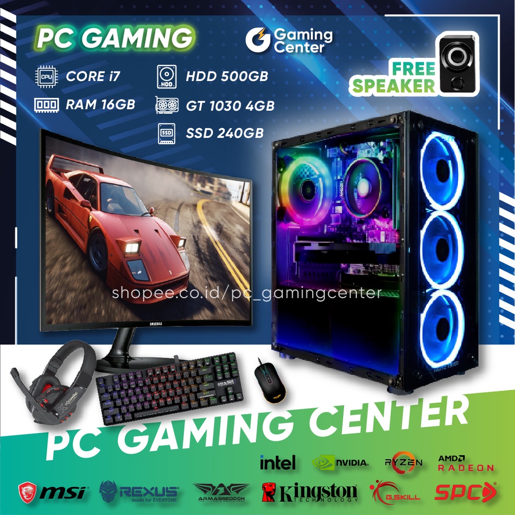 Bergaransi (GGP) PC Gaming Editing Fullset i7 Ram 16GB VGA 4GB SSD 240GB HDD 500GB Komputer Gaming