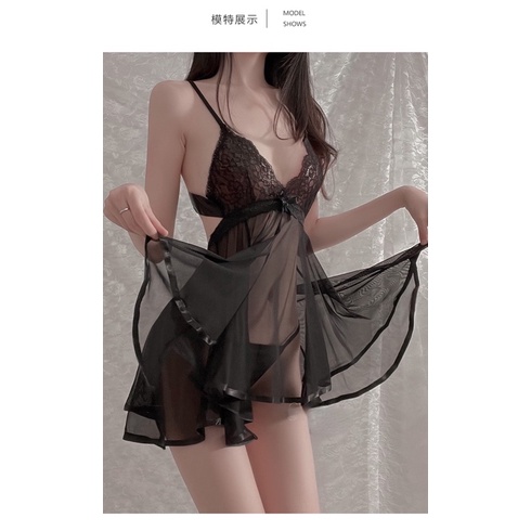 Crystal MORIN Lingerie Dress Sexy Transparan Baju Tidur Sexy Lingerie Wanita / Lingerie sexy wanita import 45