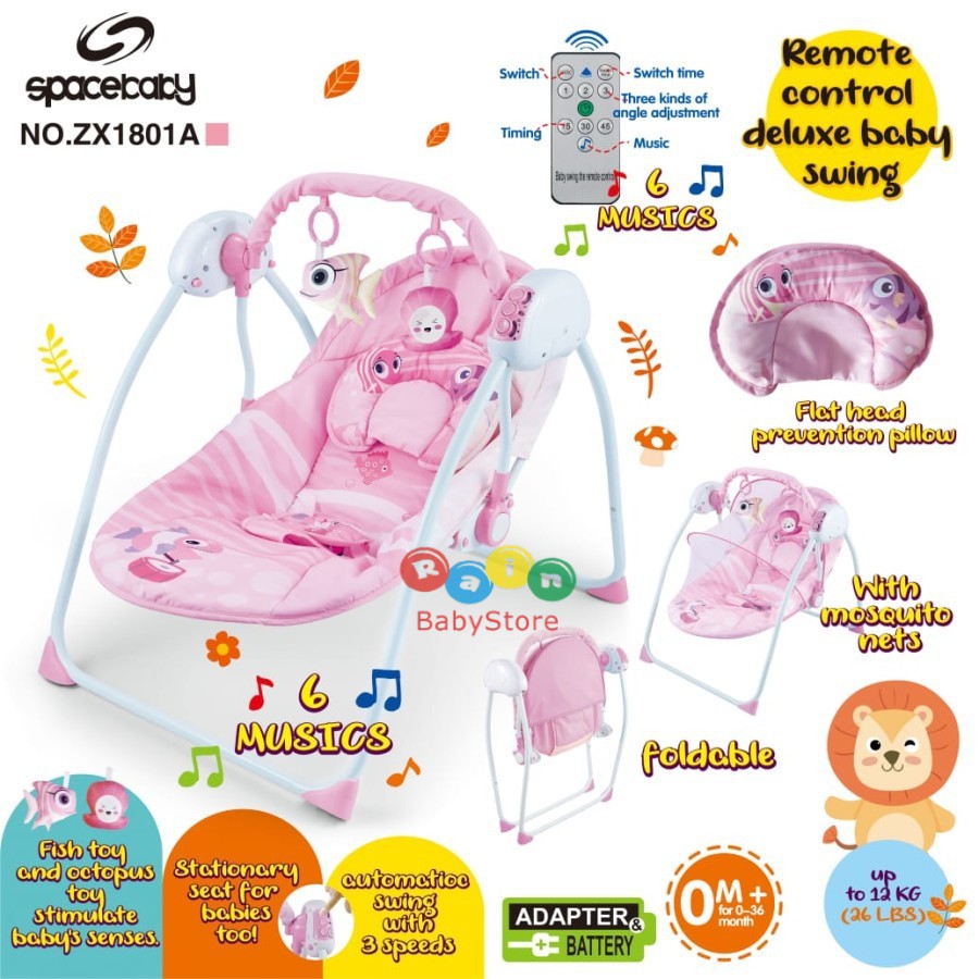 SPACE BABY BOUNCER SWING DELUXE REMOTE CONTROL-PINK
