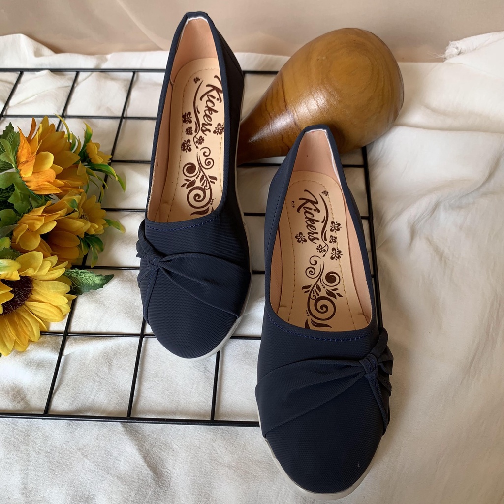 sepatu cewek polos pita samping terbaru sepatu wanita fashionable modern muslimah flatshoes bl pita samping 1