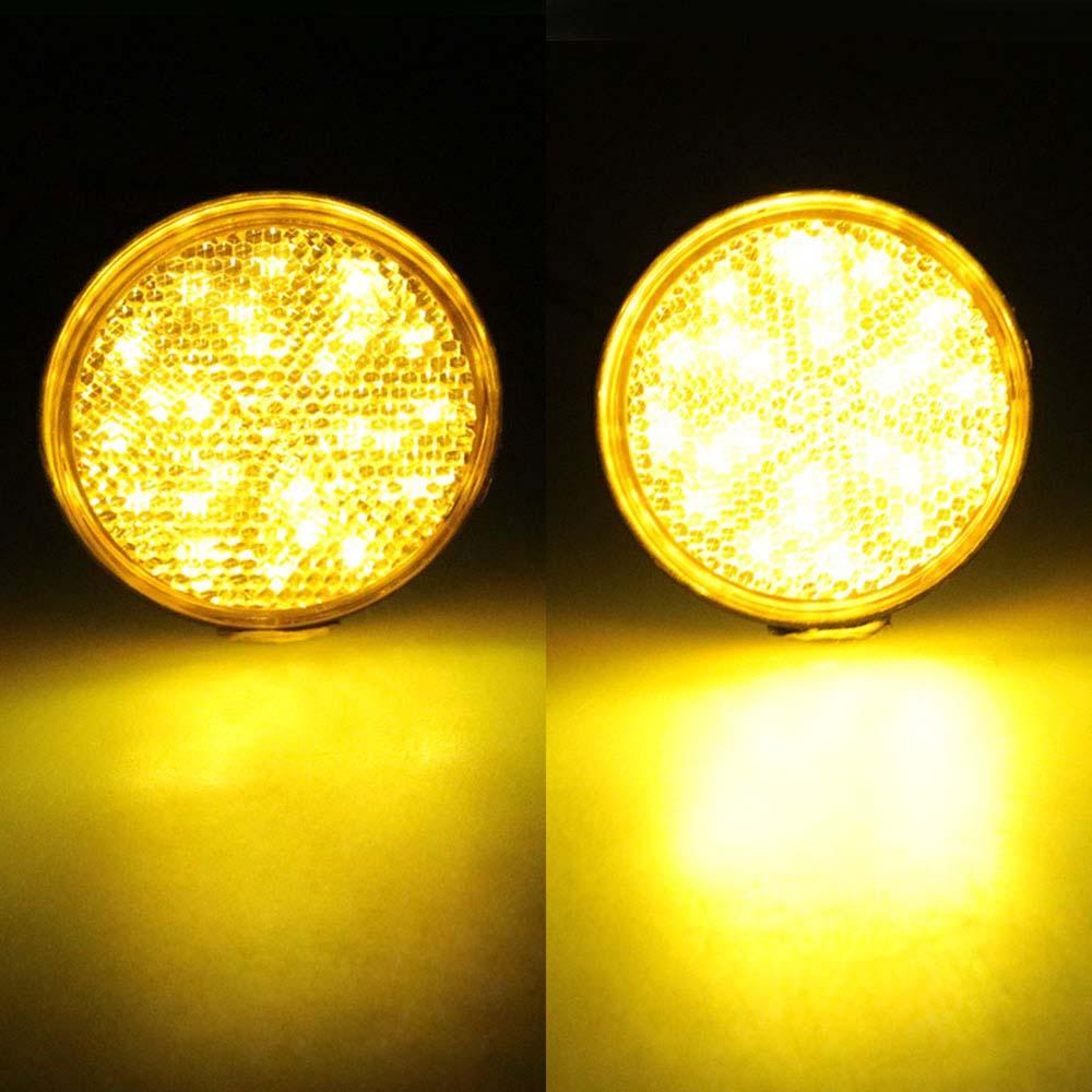 Lanfy Lampu Ekor Bulat Mobil 24lampu Indikator SMD Putih/Kuning/Merah Turn Singal Light