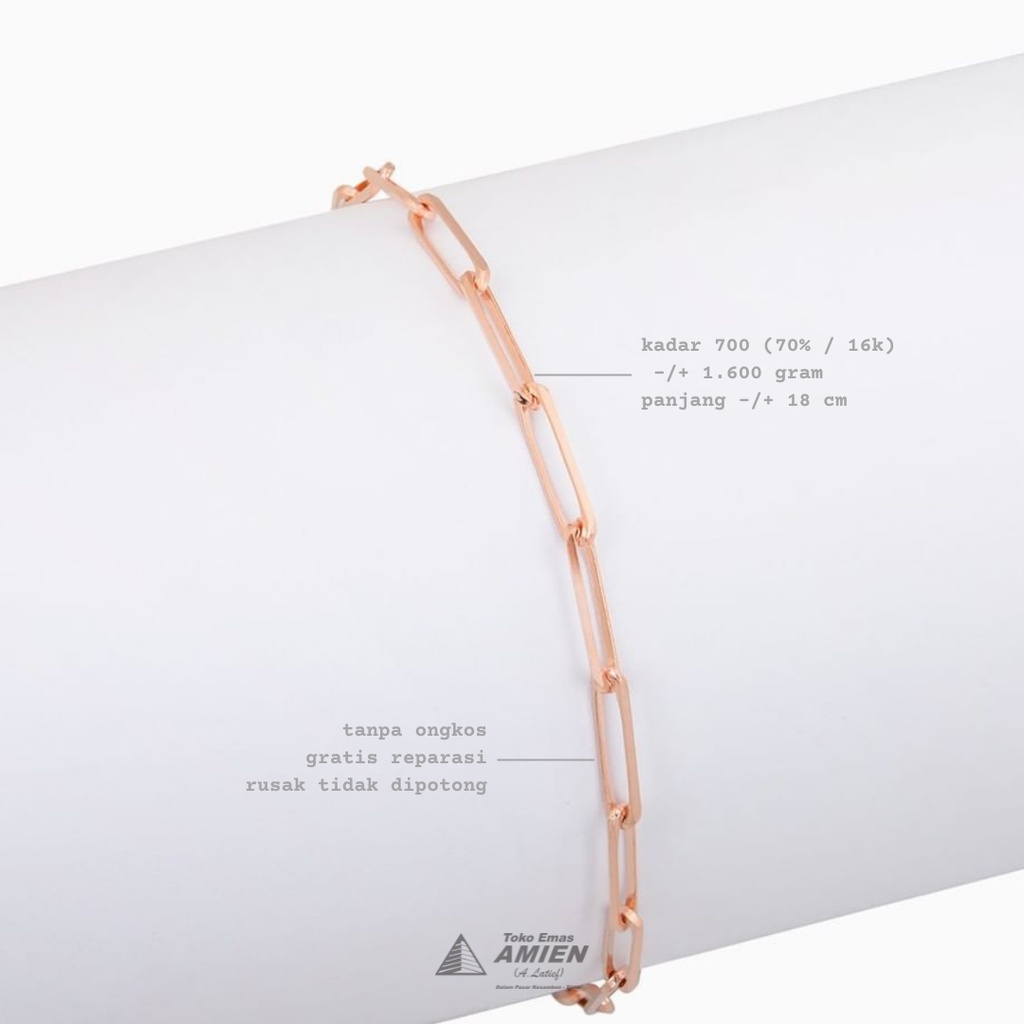 Toko Emas Amien Gelang Emas Asli UBS Kadar 700 (70% / 16K) 1.600 Gram - Bracelet Rantai Paperlina