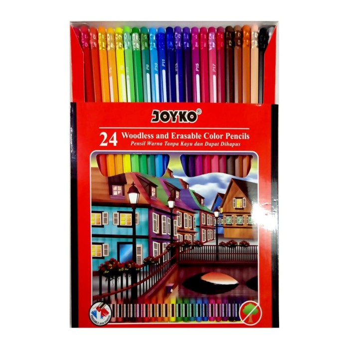 

WARNAPENSIL- JOYKO PENSIL WARNA 24 COLOR CP-115 | JOYKO PENSIL WARNA BISA DIHAPUS -PENSIL WARNA