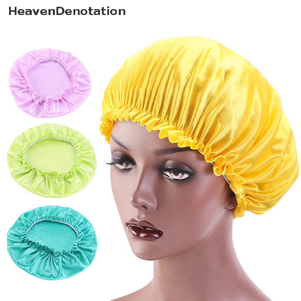 [HeavenDenotation] Satin Solid Sleeping Hat Bonnet Night Sleep Cap Hair Care Bonnet Nightcap