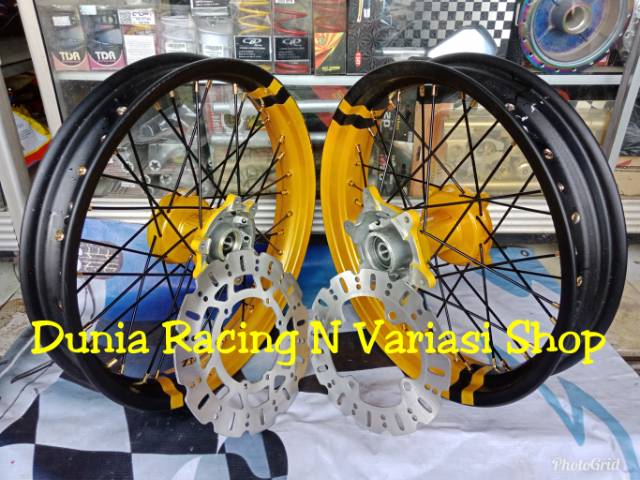 Velg Supermoto CRF 150 300 350 ring 17 Lebar Sumo Tromol CRF jari jari sama piringan dan dirakit