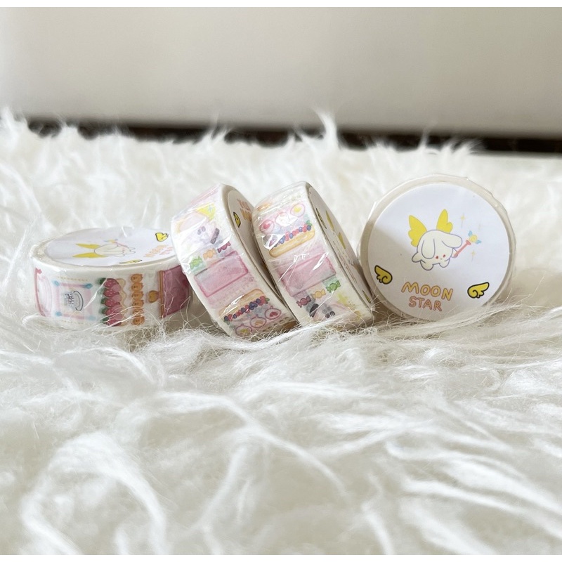 

Washimoshi Masking Washi Tape Moon Star Design White
