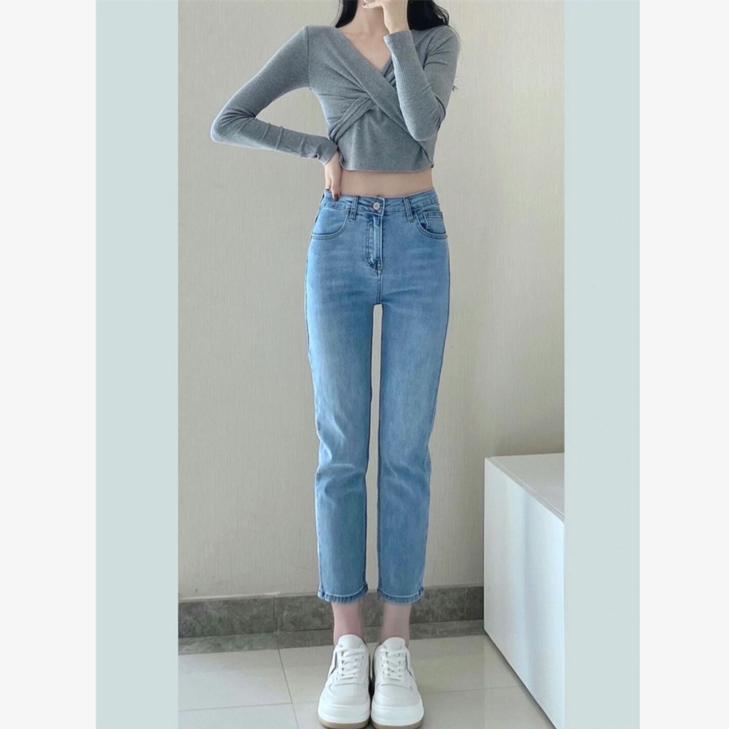 Boyfriend Jeans Wanita / Celana Highwaist Jeans Polos Wanita / Korean Premium Pensil Jeans Wanita