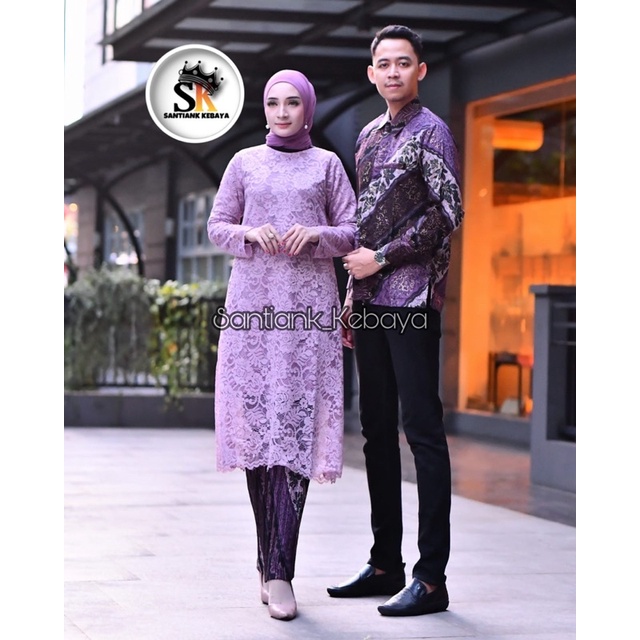 Set Kebaya Couple Kemeja Batik Pria Kebaya Couple Kondangan Outfit Pesta Couple By Santiank Kebaya