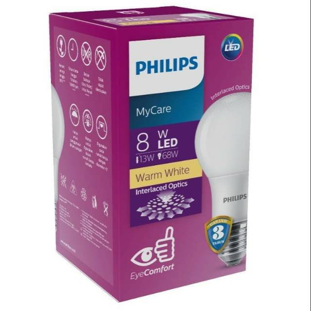LAMPU PHILIPS LED 8 WATT WARM WHITE