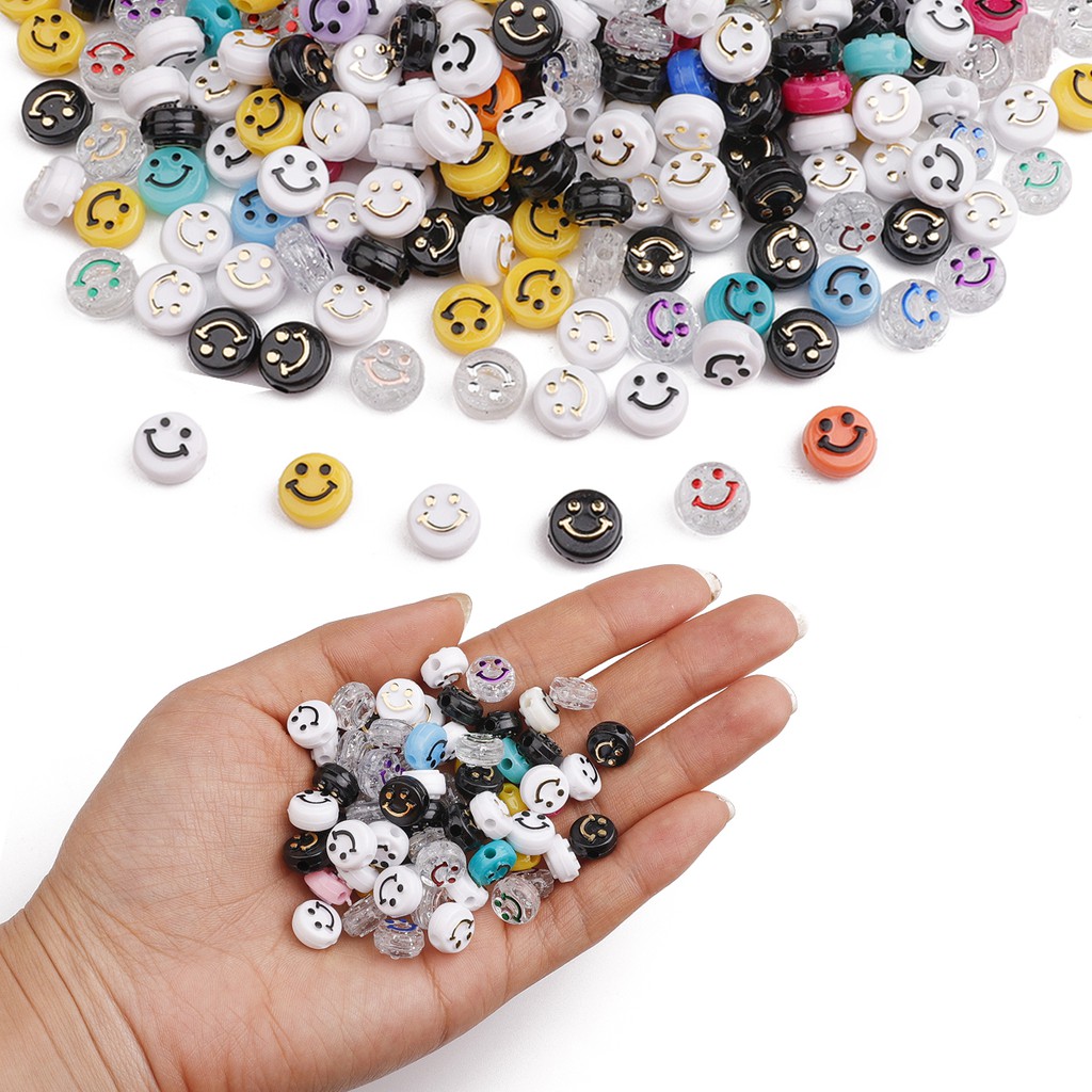 10mm 50pcs/lot Smile Face Manik-Manik Plastik Akrilik Untuk Membuat Perhiasan Gelang Diy