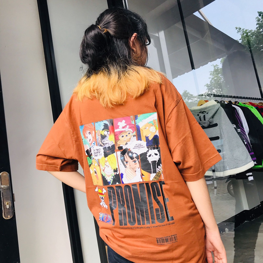 Tshirt OP Promise Fullcolor Brown Anime Manga One Piece Premium Unisex