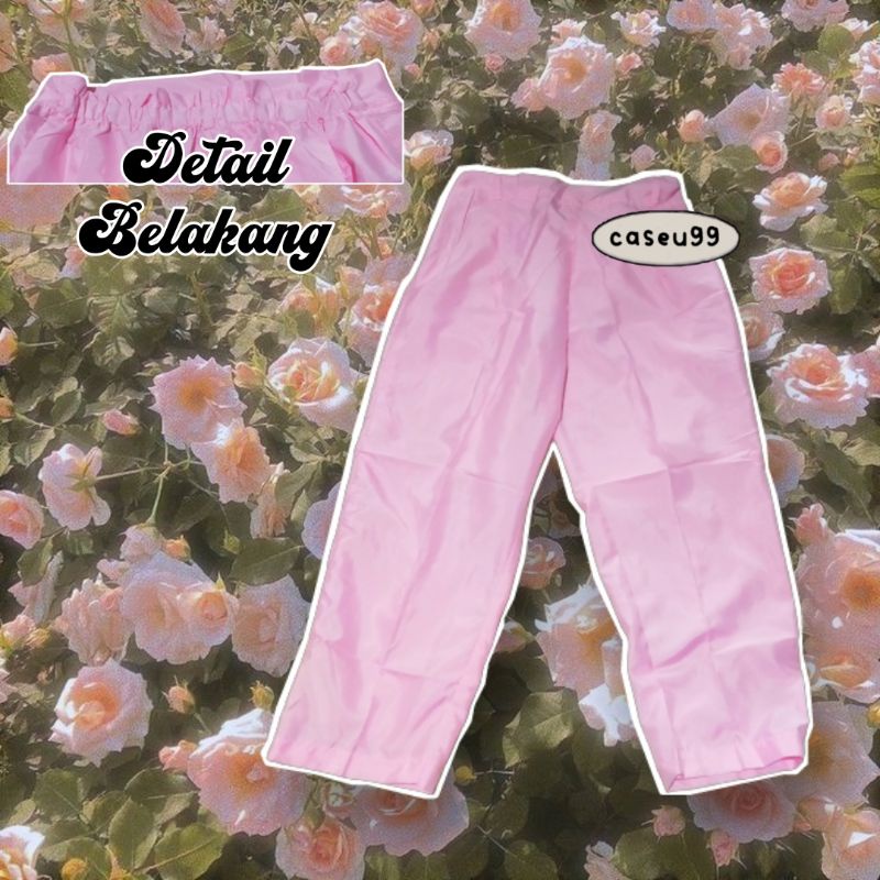 berlin pink ankle baggy pants celana karet cewek perempuan rumah santai celana 3/4 panjang atas mata kaki