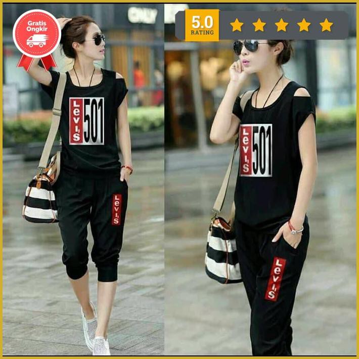Setelan Baju Wanita / Baju Senam Sport / Baju Santai Wanita / Kaos Free Ongkir