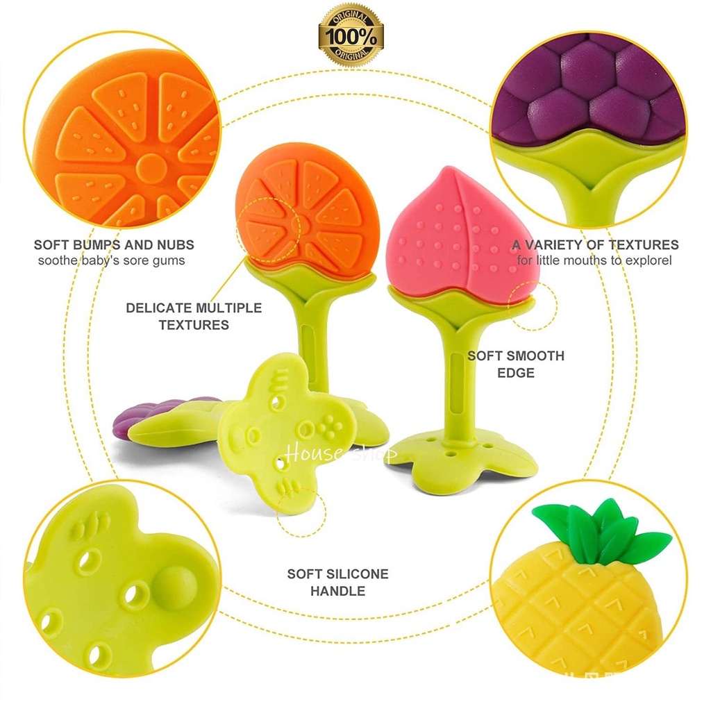 HS-0027 Mainan Gigitan Bayi Model Buah - Baby Fruit Teether - Gigitan Bayi BPA FREE