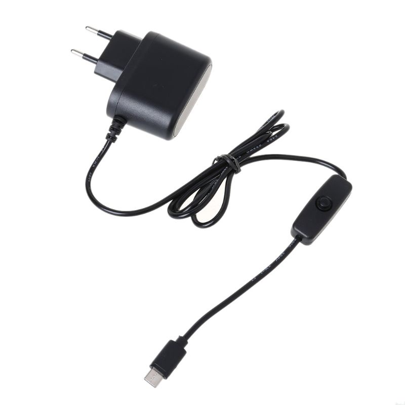 Cre Power Charger Type-C USB-C Charging Adapter 5V 3A Untuk Raspberry Pi 4model B Dengan Saklar On/Off