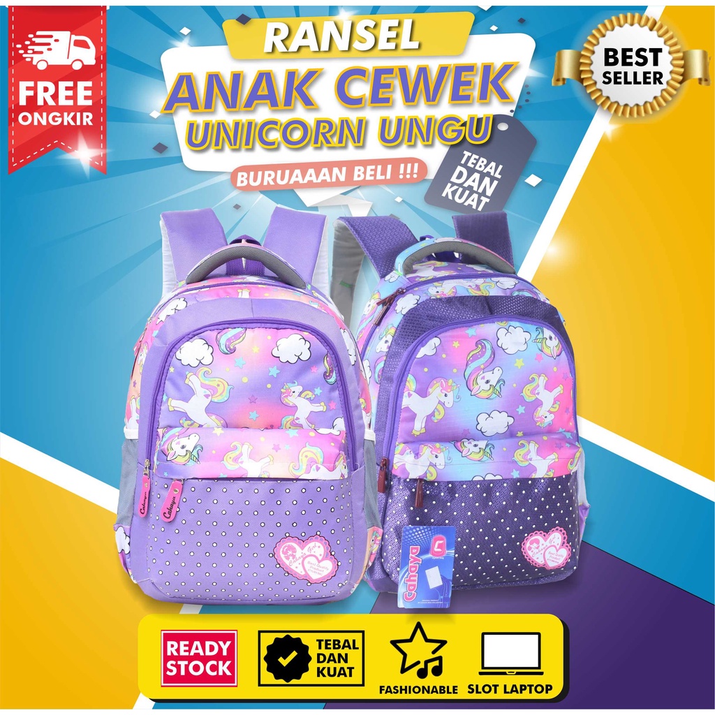 Jual Ransel Anak Perempuan TK SD Tas Gendong Cewek Cantik Gambar Little Pony Backpack Multifungsi