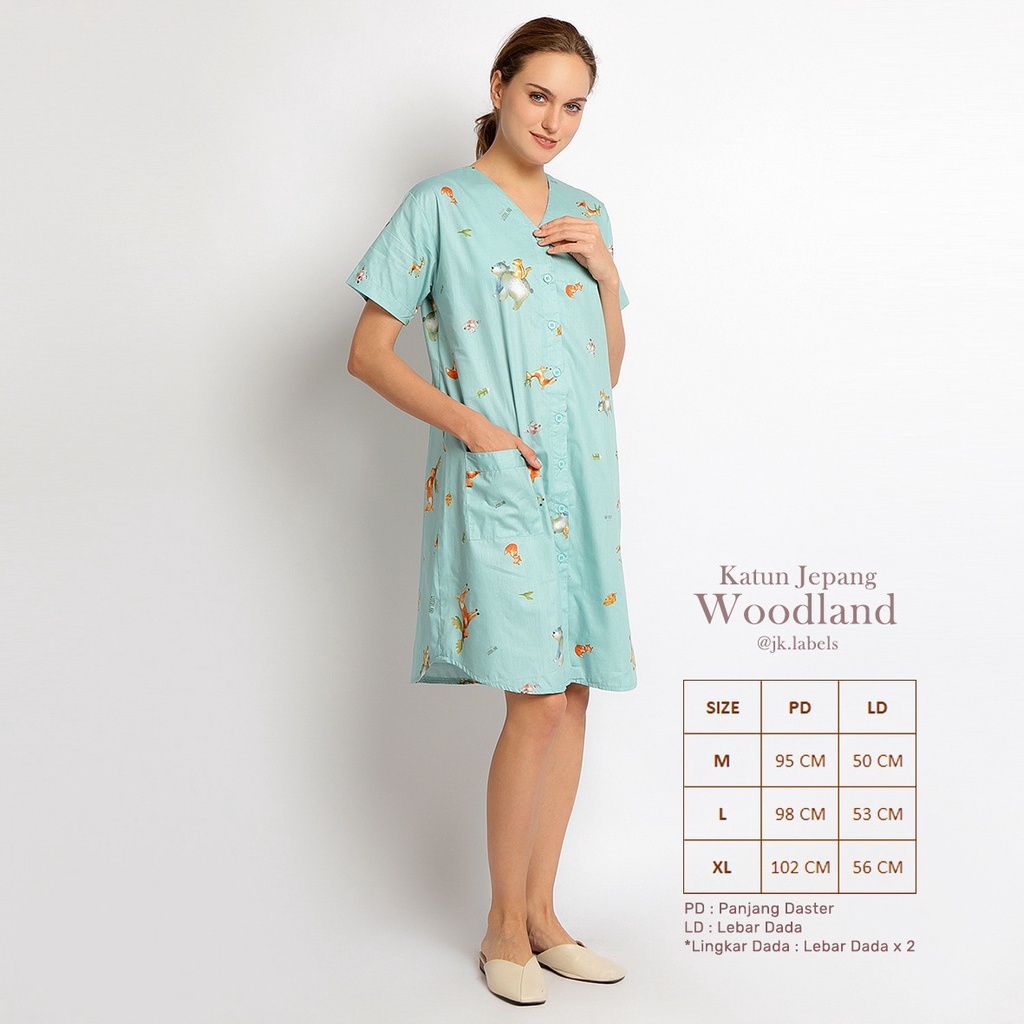 MOM KATUN JEPANG WOODLAND EDITION BAJU MAMA DASTER BAJU TIDUR BAHAN KATUN JK M L XL