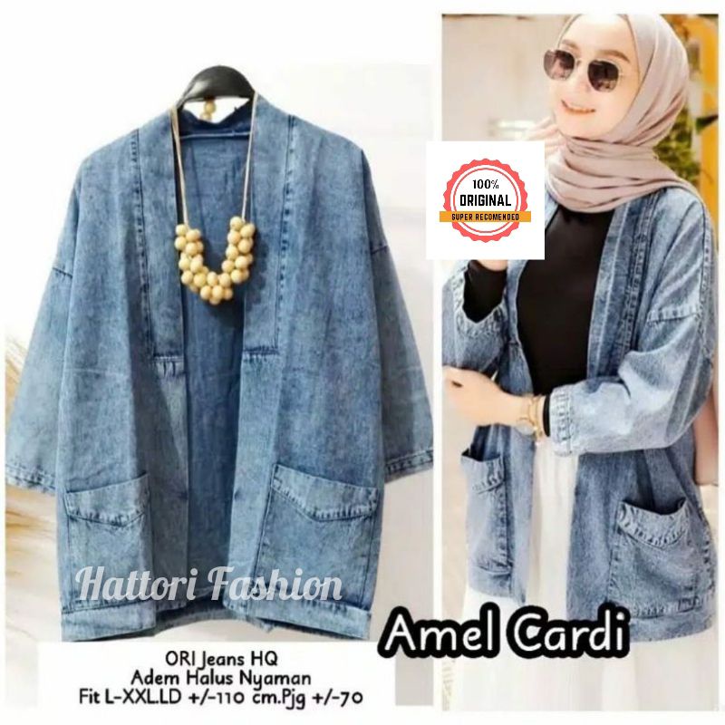 Jual Cardi Murah Amel Bahan Jeans Original kualitas Hq Ld 110 pb 70 Fit xXL recomended