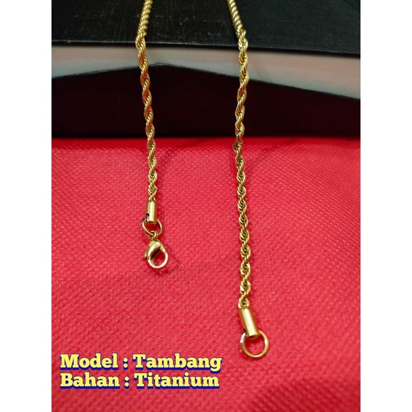 kalung titanium pria wanita model rantai tambang anti karat dan anti luntur