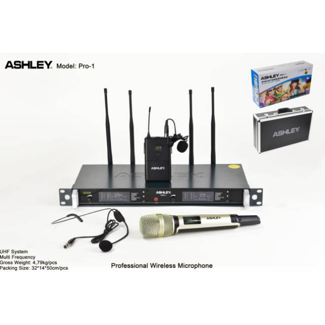 Mic murah wireless  ashley pro1.mic wireless ashley pro1.pegang+jepit +headset.vocal