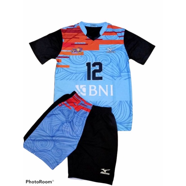 Kaos stelan Jersy olahraga voli voli printing desain bni