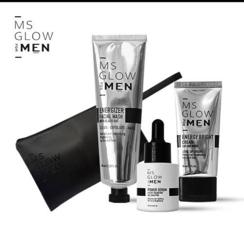 PROMO PAKET MS GLOW FOR MEN / MS GLOW MEN / Facial wash men / sunscreen men / bright cream men / SERUM MEN