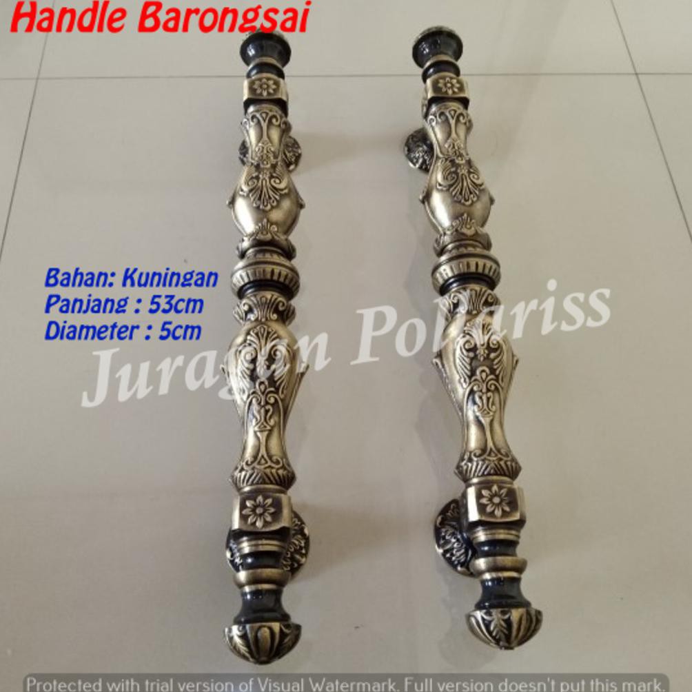 Handle Tarikan Pintu Kuningan Antik Kuno Rumah Gebyok Minimalis Terlaris Murah Motif Barongsai 53cm