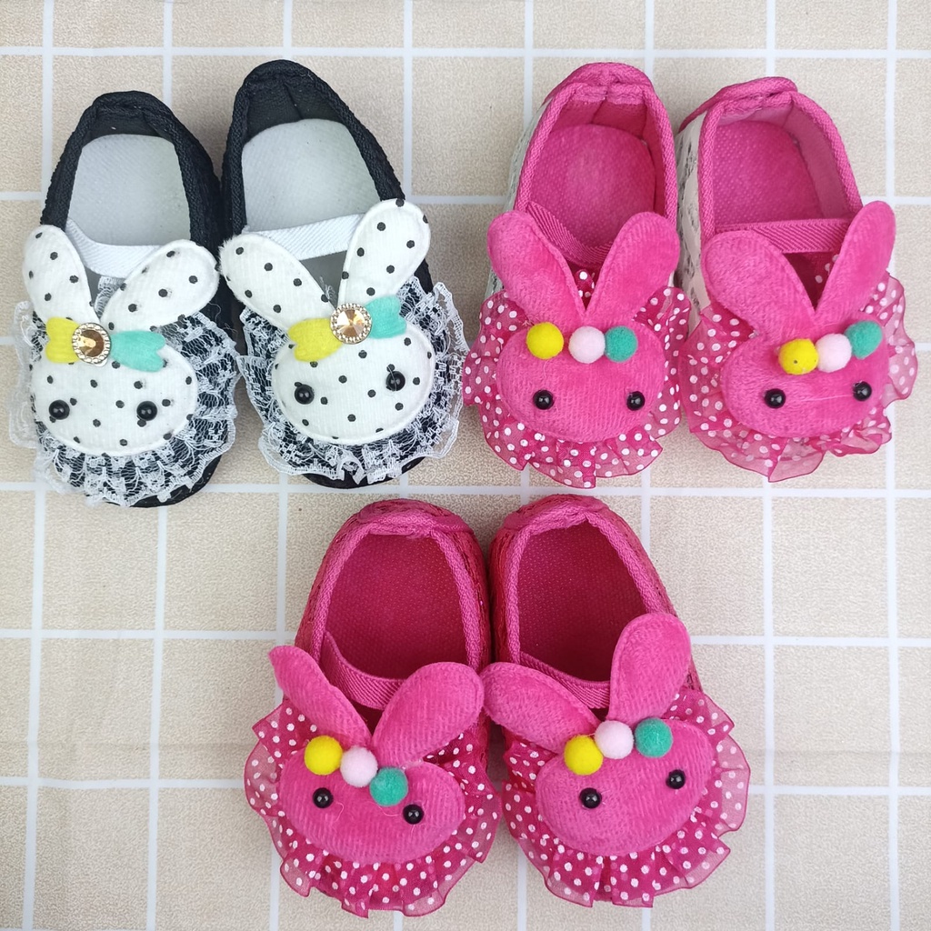 mandirishoestore-SEPATU PREWALKER ANAK PEREMPUAN BONEKA KELINCI 0-12 BULAN FPY12