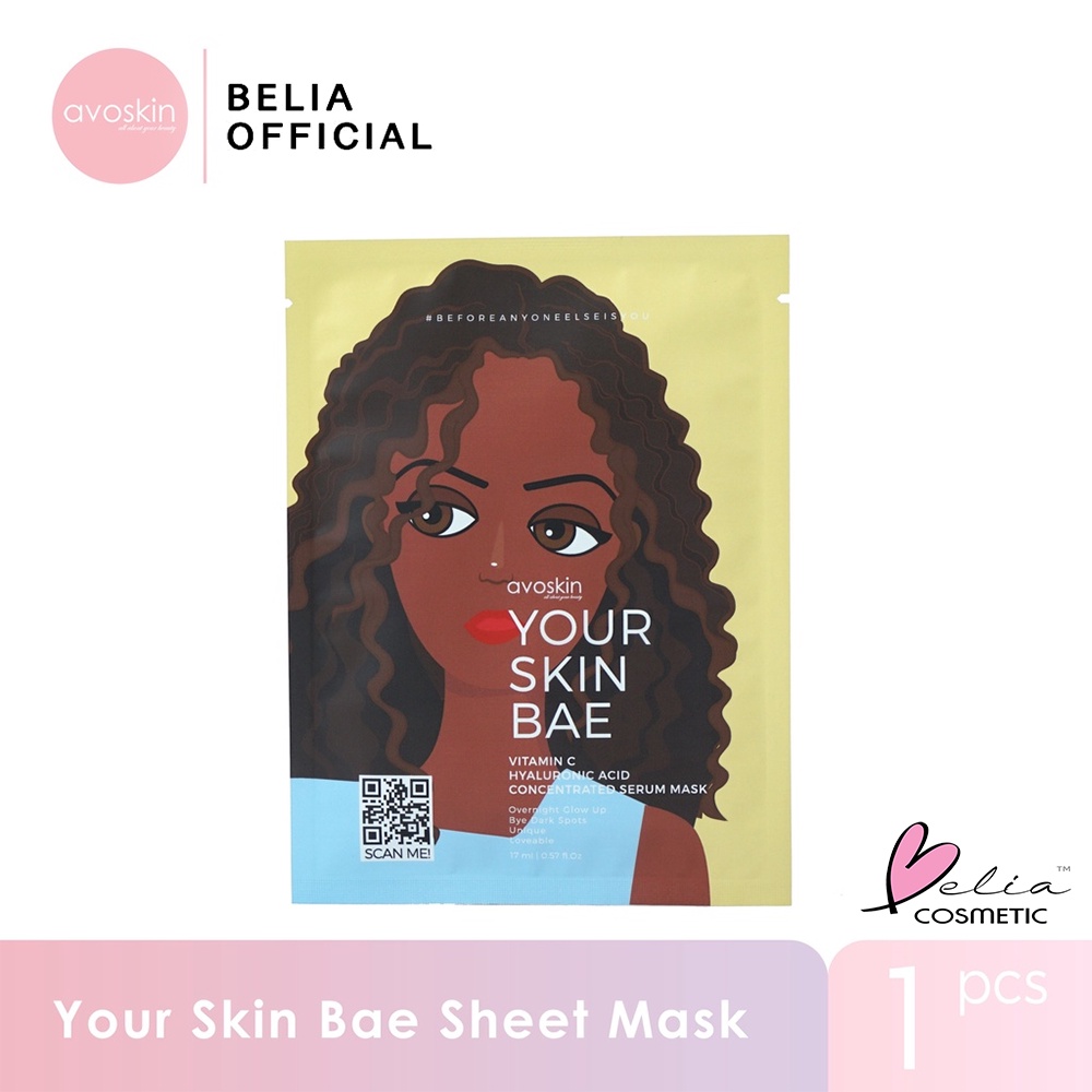 ❤ BELIA ❤ AVOSKIN Your Skin Bae Sheet Mask | Niacinamide | Vitamin C | Alpha Arbutin | Serum Mask | BPOM