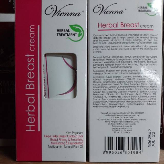 VIENNA HERBAL BREAST CREAM BPOM / PEMBESAR &amp; PENGENCANG PAYUDARA