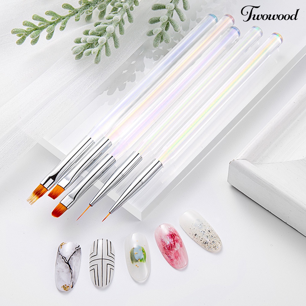 5 Pcs / Set Pena Menggambar Liner Bahan Akrilik Untuk Nail Art