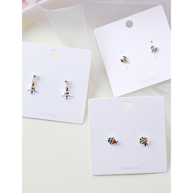 LRC Anting Tusuk Fashion 925 Silver Needle Rainbow Cartoon Earrings F76791