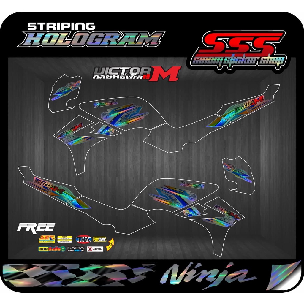 Ninja R Stiker Striping Transparan Hologram Ninja R/SS Kawasaki Victor M