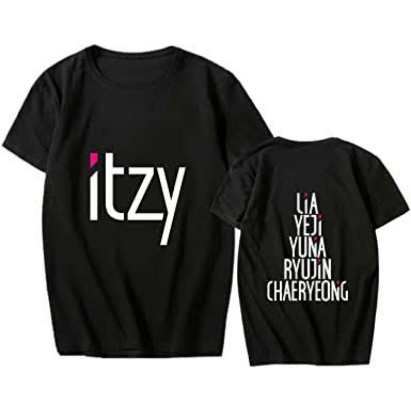 Baju Kaos Kpop itzy logo besar n nama member belakang