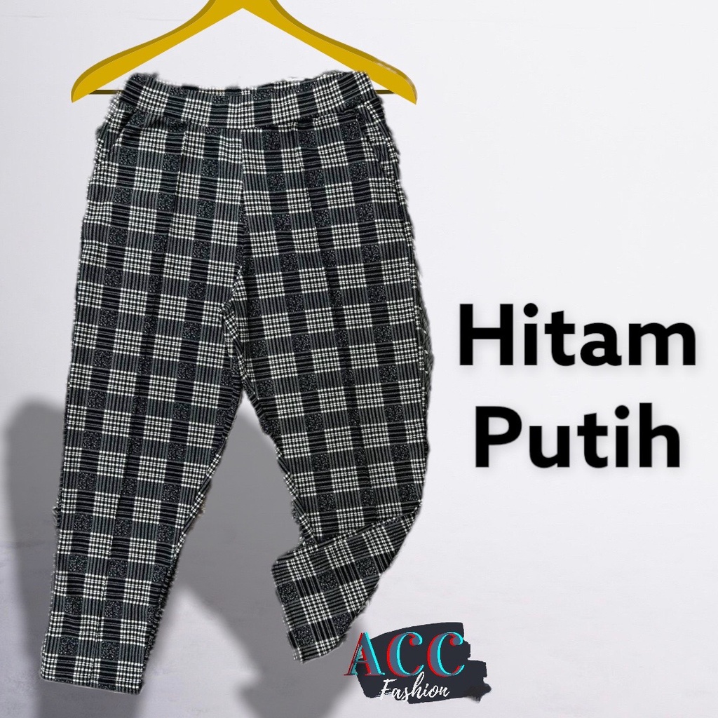 CELANA KOTAK KOTAK JUMBO WANITA CELANA PANJANG BIG SIZE JUMBO TARTAN PANTS BAHAN MELAR PINGGANG KARET