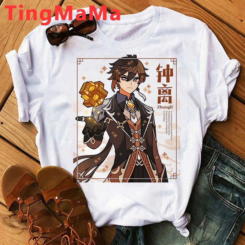 Kaos DILUC ZHONGLI Genshin Impat Kawaii Anime Distro Shirt