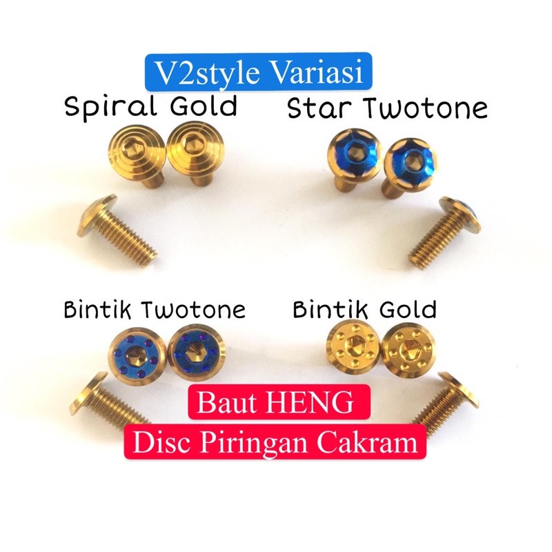 BAUT HENG PROBOLT DISK PIRINGAN TWOTONE Gold Stainless MODEL GEPENG Thailand Yamaha Suzuki Kawasaki