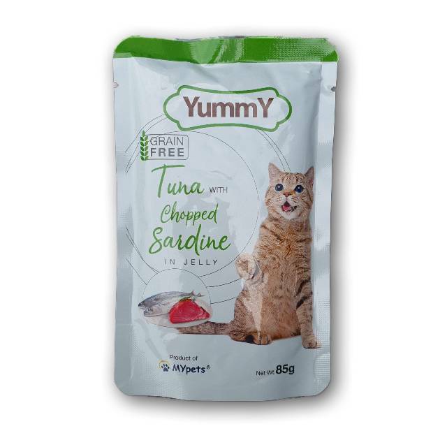 Makanan Kucing Yummy Pouch Tuna Chopped Sardine 85gr