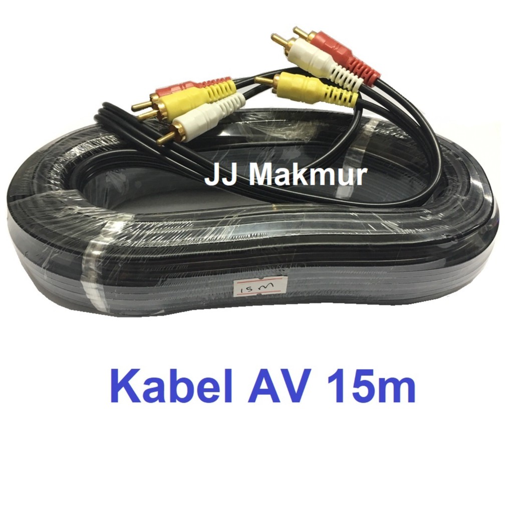 Kabel Video Jack RCA DVD to TV 15m - AV konektor Audio Video 15 meter cabang 3 ke 3 male cowo