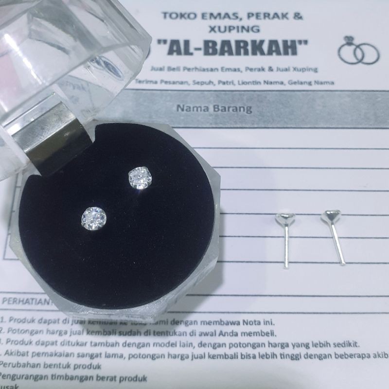 Diskon Anting Perak Tusuk Permata 1 Berkilau Seperti Berlian Asli / Anting Desi