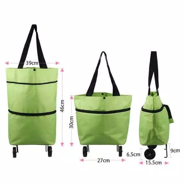 [CEV] Tas Belanja Lipat Trolley/Troli, Roda Shopping Bag GoGreen