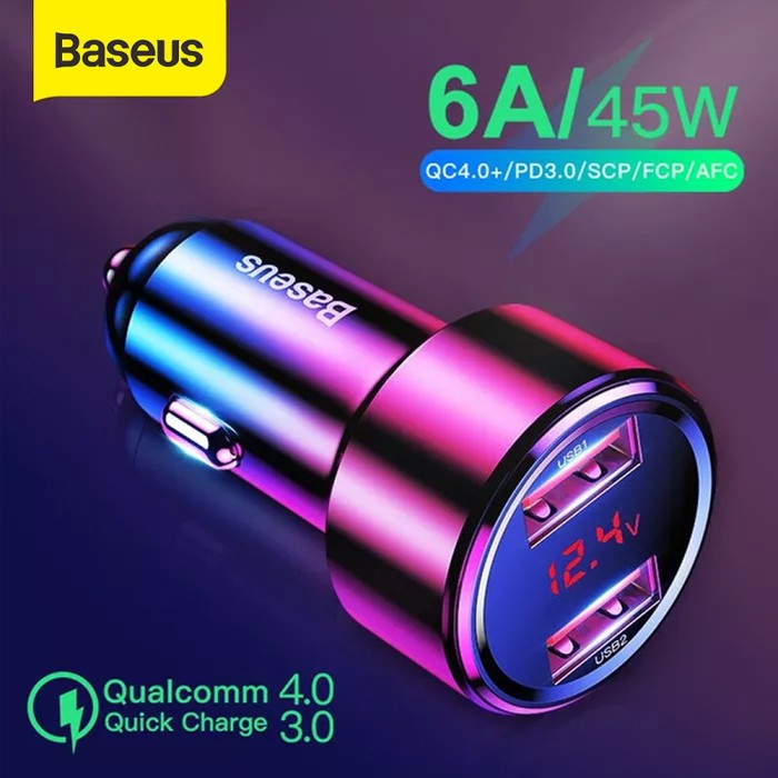 Car Charger Baseus Charger Mobil Quick Charge Dual USB 45W/6A